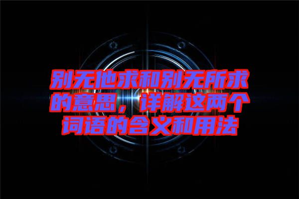 別無他求和別無所求的意思，詳解這兩個(gè)詞語的含義和用法