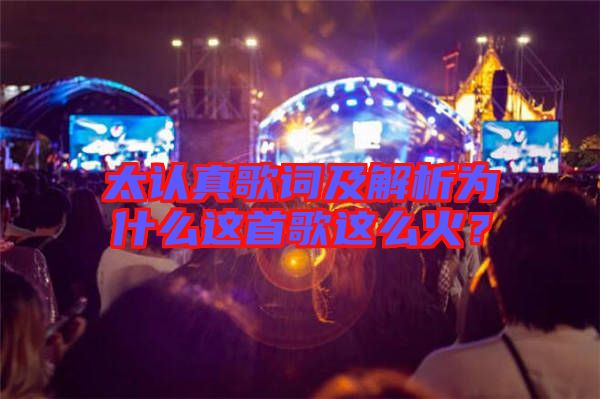 太認(rèn)真歌詞及解析為什么這首歌這么火？