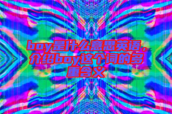boy是什么意思英語，介紹boy這個詞的多重含義