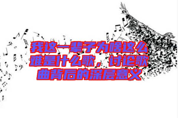 我這一輩子為啥這么難是什么歌，討論歌曲背后的深層意義