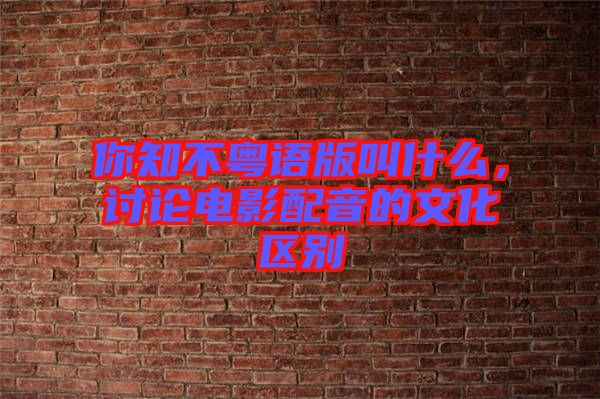 你知不粵語(yǔ)版叫什么，討論電影配音的文化區(qū)別
