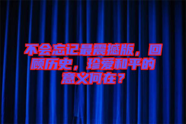 不會忘記最震撼版，回顧歷史，珍愛和平的意義何在？