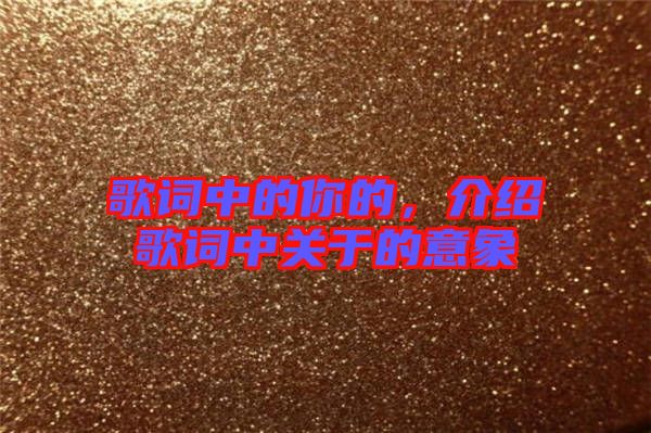 歌詞中的你的，介紹歌詞中關于的意象