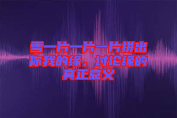 雪一片一片一片拼出你我的緣，討論緣的真正意義