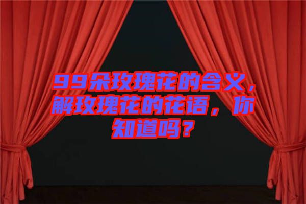 99朵玫瑰花的含義，解玫瑰花的花語，你知道嗎？