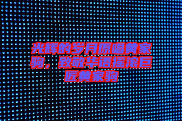 光輝的歲月原唱黃家駒，致敬華語搖滾巨匠黃家駒