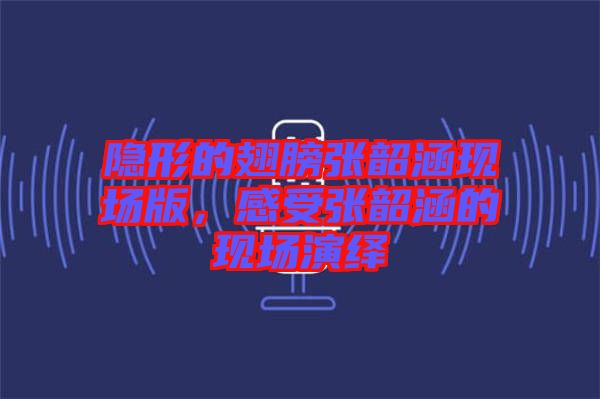 隱形的翅膀張韶涵現(xiàn)場(chǎng)版，感受張韶涵的現(xiàn)場(chǎng)演繹