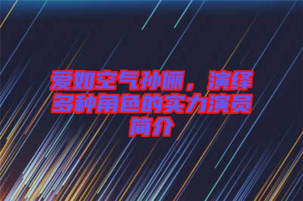 愛如空氣孫儷，演繹多種角色的實(shí)力演員簡介