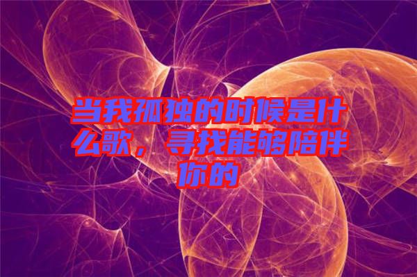 當(dāng)我孤獨(dú)的時(shí)候是什么歌，尋找能夠陪伴你的