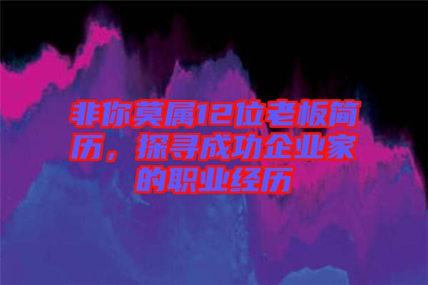 非你莫屬12位老板簡(jiǎn)歷，探尋成功企業(yè)家的職業(yè)經(jīng)歷
