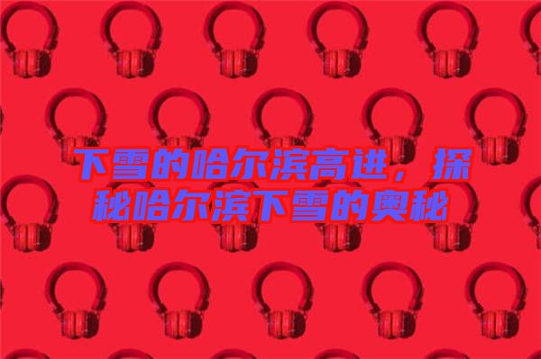 下雪的哈爾濱高進，探秘哈爾濱下雪的奧秘