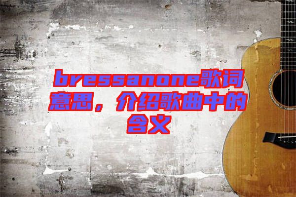 bressanone歌詞意思，介紹歌曲中的含義