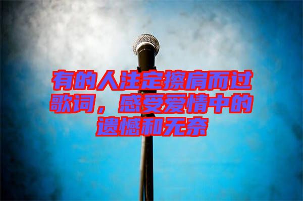 有的人注定擦肩而過(guò)歌詞，感受愛(ài)情中的遺憾和無(wú)奈