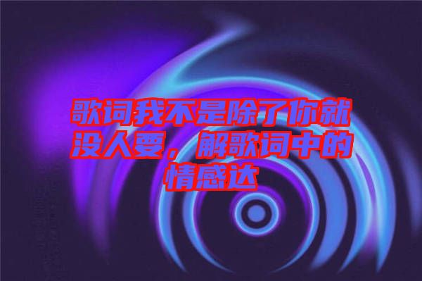 歌詞我不是除了你就沒(méi)人要，解歌詞中的情感達(dá)