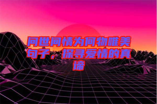 問世間情為何物唯美句子，探尋愛情的真諦