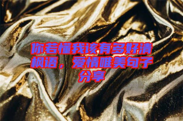 你若懂我該有多好清楓語，愛情唯美句子分享