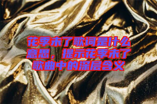 花季未了歌詞是什么意思，提示花季未了歌曲中的深層含義