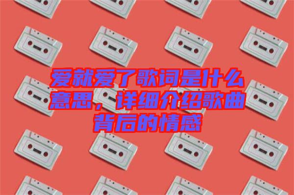 愛就愛了歌詞是什么意思，詳細(xì)介紹歌曲背后的情感