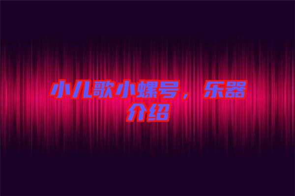 小兒歌小螺號，樂器介紹