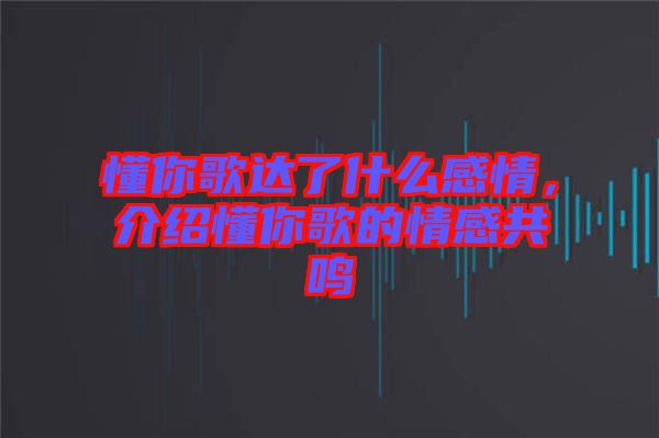 懂你歌達了什么感情，介紹懂你歌的情感共鳴