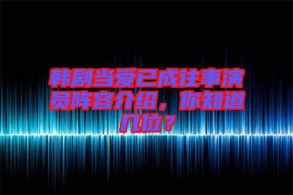 韓劇當(dāng)愛已成往事演員陣容介紹，你知道幾位？