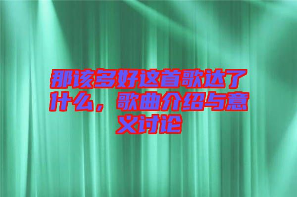 那該多好這首歌達(dá)了什么，歌曲介紹與意義討論
