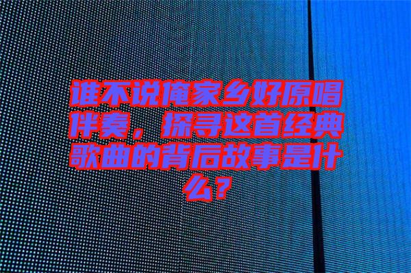 誰不說俺家鄉(xiāng)好原唱伴奏，探尋這首經(jīng)典歌曲的背后故事是什么？