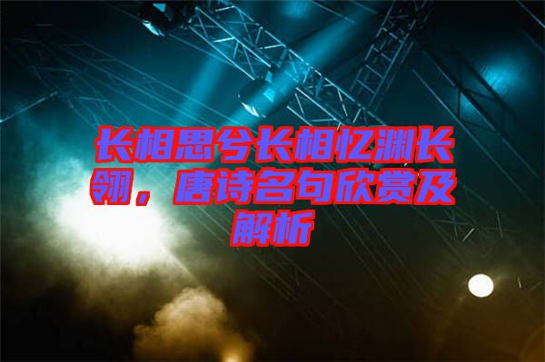 長(zhǎng)相思兮長(zhǎng)相憶淵長(zhǎng)翎，唐詩(shī)名句欣賞及解析