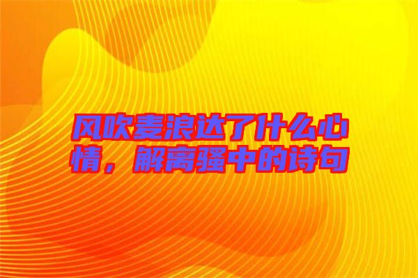 風(fēng)吹麥浪達(dá)了什么心情，解離騷中的詩句
